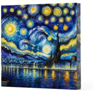Van Gogh 7 Yıldızlı Gece - Çizgisiz Yan Boyamalı Defter