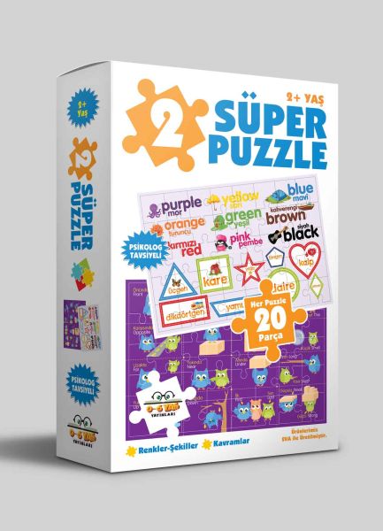 2 Süper Puzzle - Renkler - Şekiller - Kavramlar 2+ Yaş