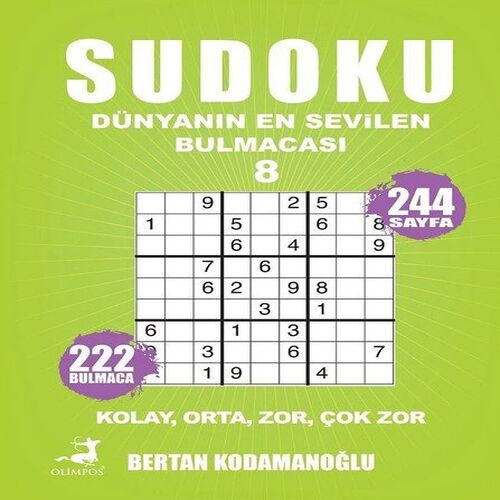 Sudoku - Dünyanın En  Bulmacası 8 - Kolay Orta Zor Çok Zor