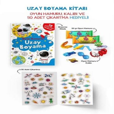 Uzay Boyama Kitabı - Oyun Hamurlu - 3 Yaş +